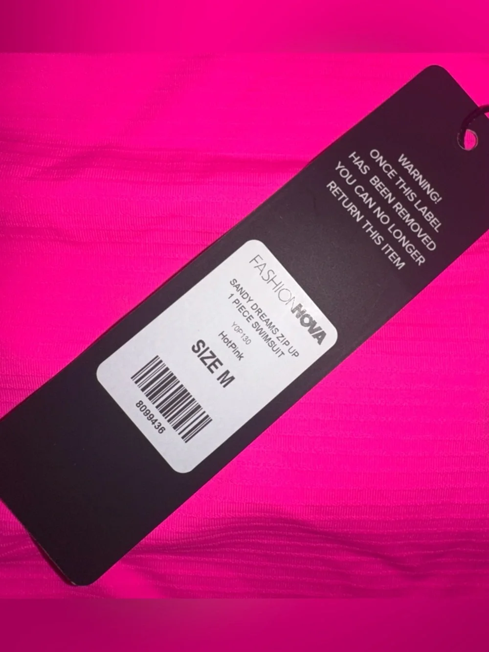 NWT Hot Pink One-Piece Swimsuit with Front Zip Medium
